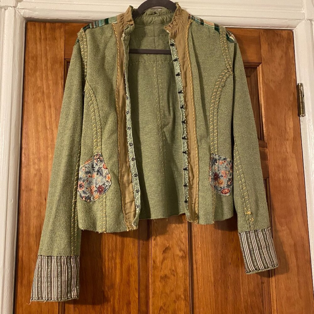 Vintage Free People Reversible Felt Patchwork Coat